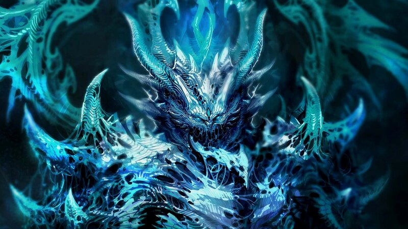 Blue Ice Dragon — Dramatic, Digital Art, Fire