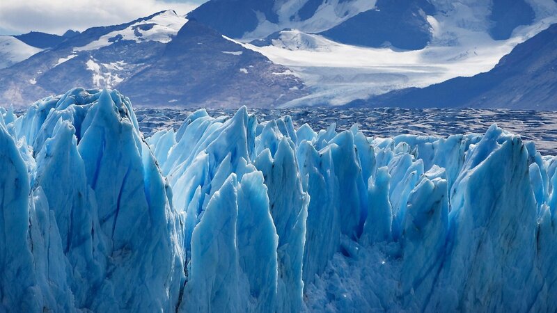 Blue Ice Formations — Dramatic, Photograph, Mountains, Snow