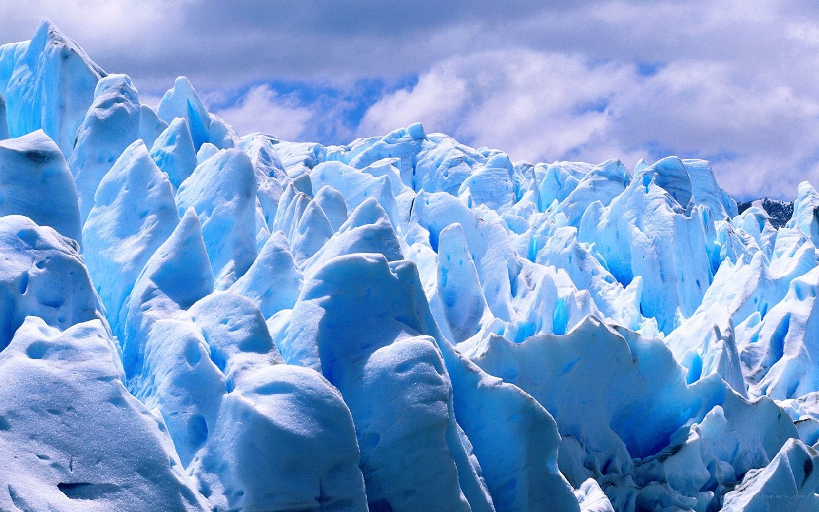 Blue ice formations on glacier