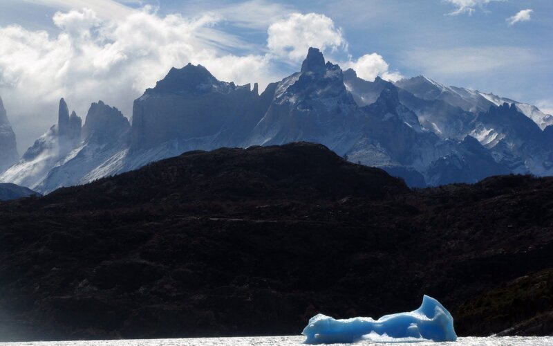 Blue Iceberg in Water — Dramatic, Afternoon