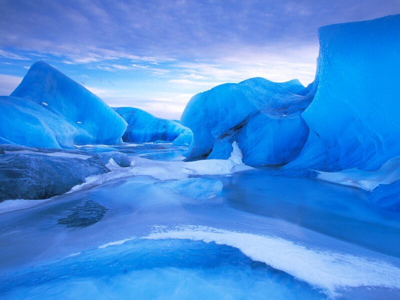 Blue Icebergs in Water — Serene, Winter
