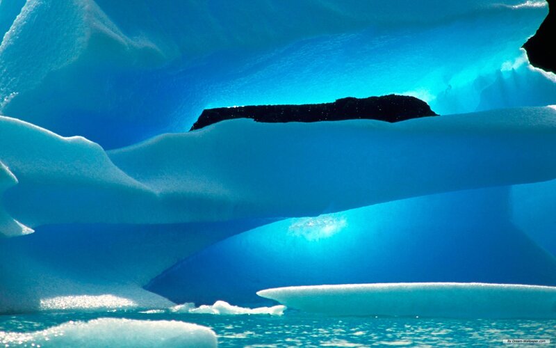 Blue Icebergs Underwater