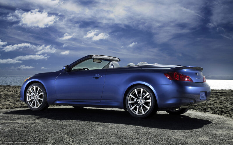 Blue Infiniti Convertible on Beach