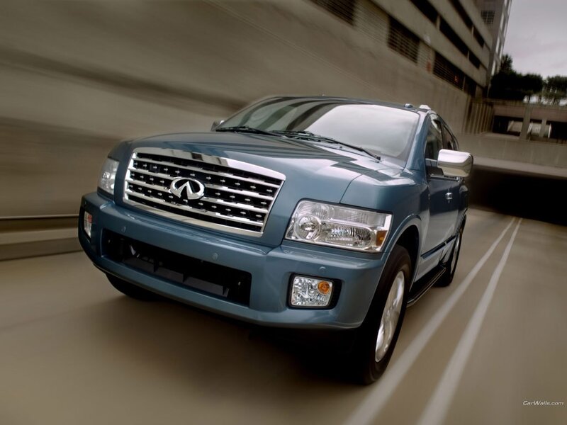 blue infiniti suv in motion
