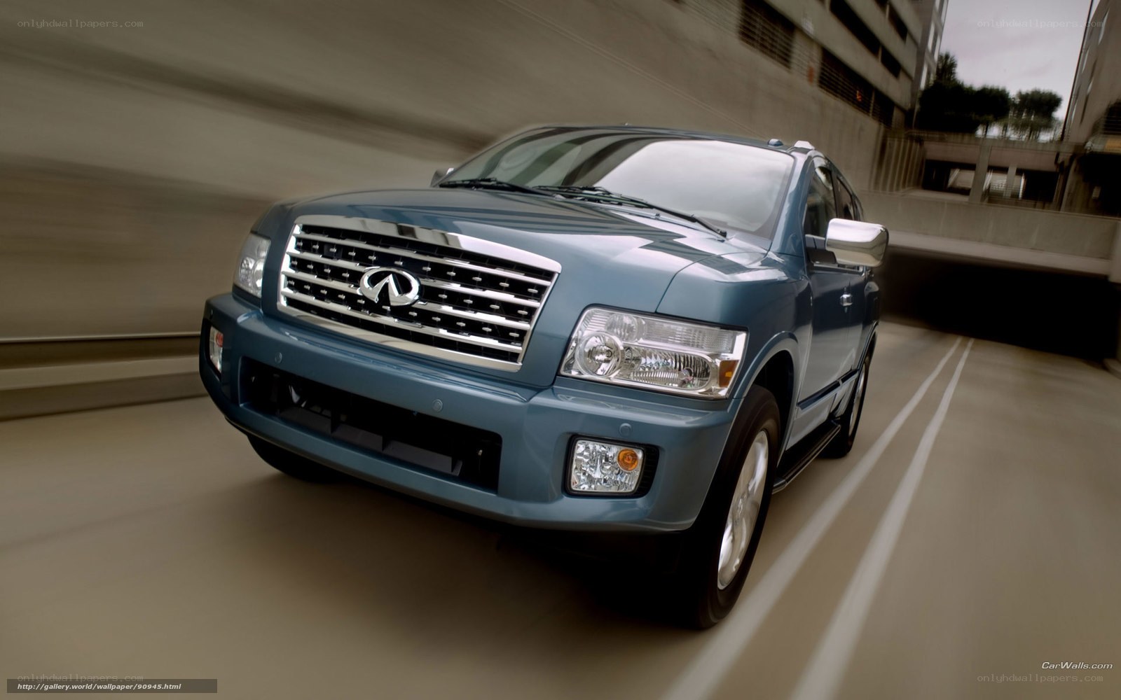 blue infiniti suv in motion