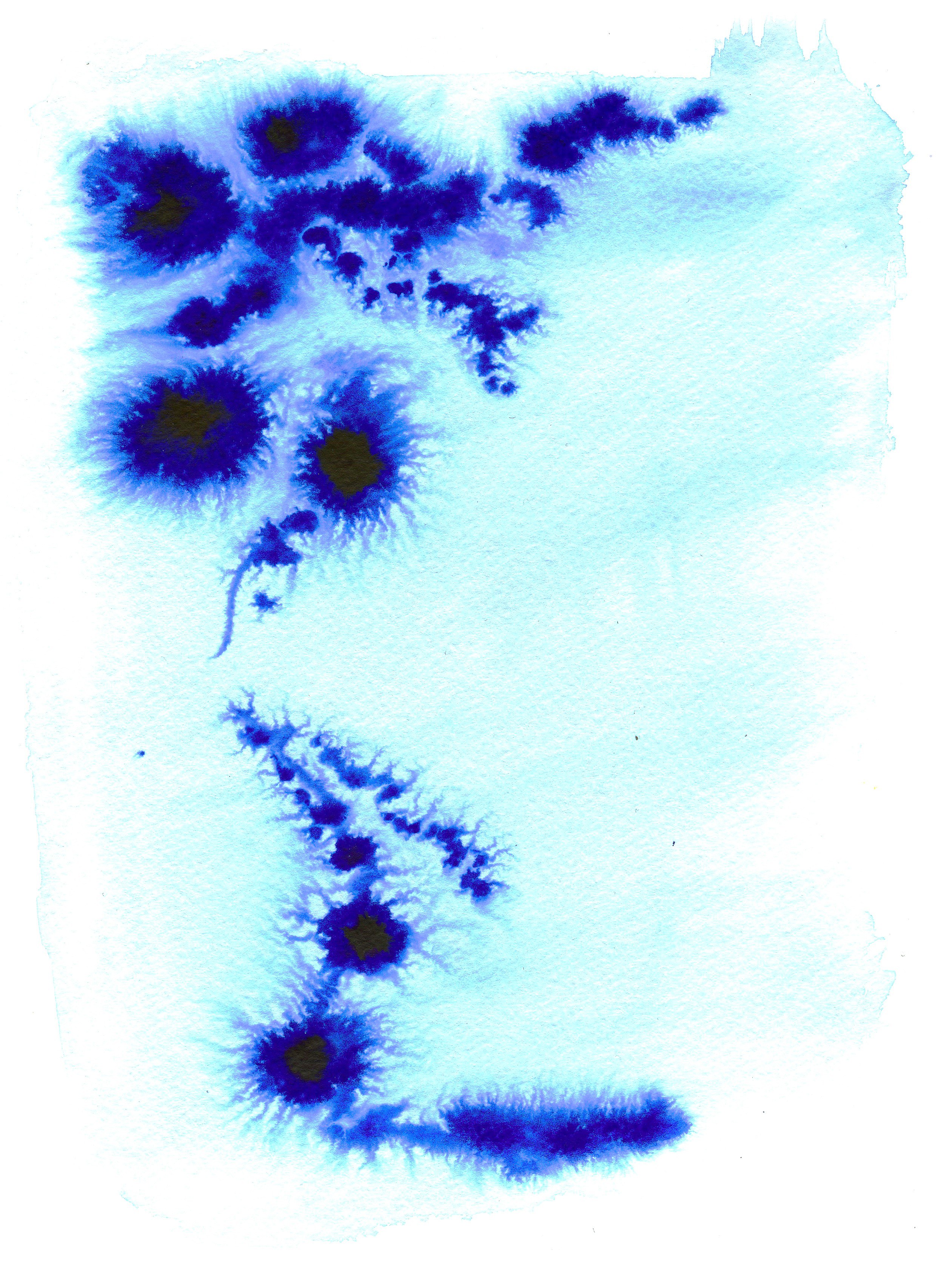 blue ink blot abstract art