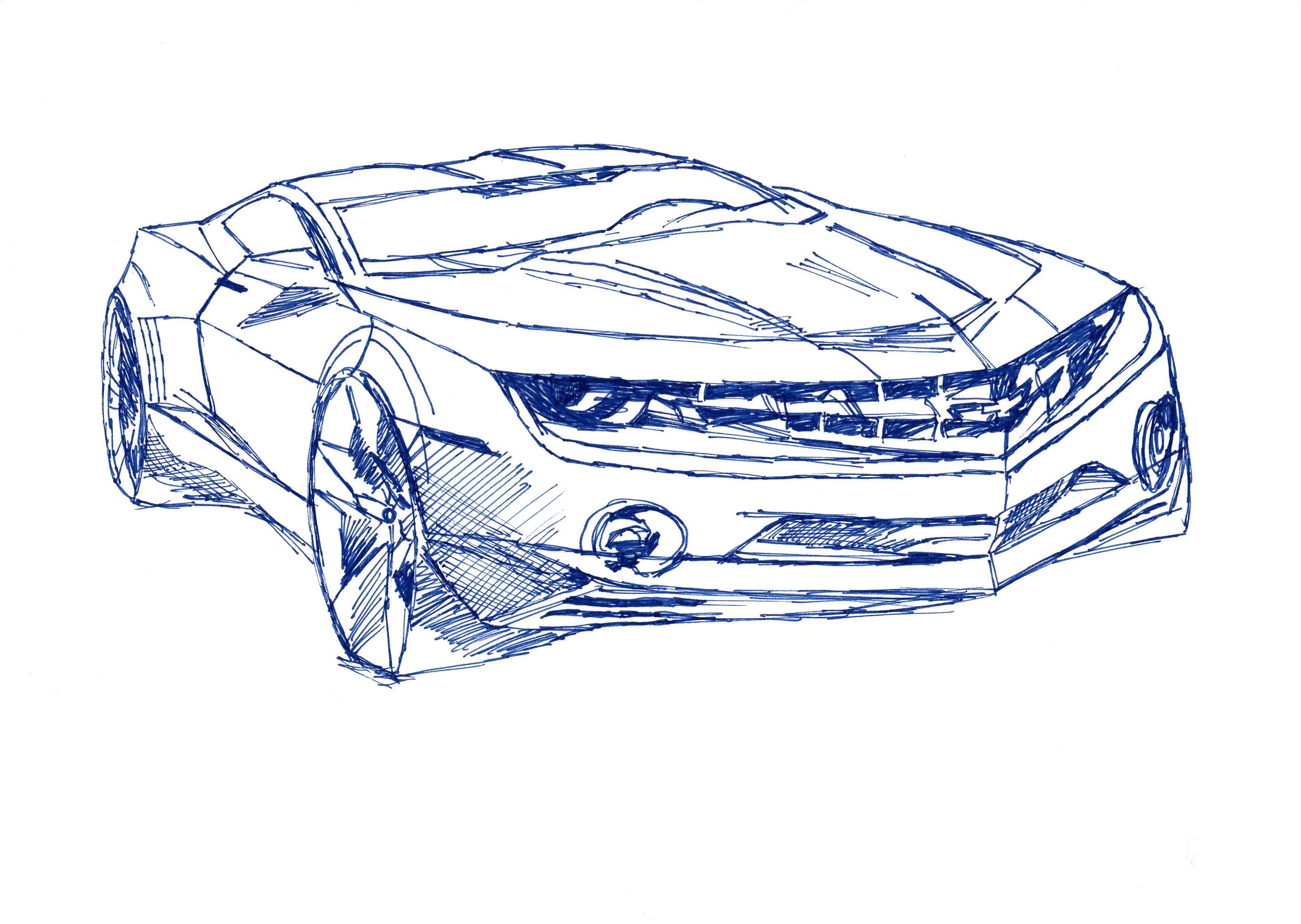 blue ink car sketch