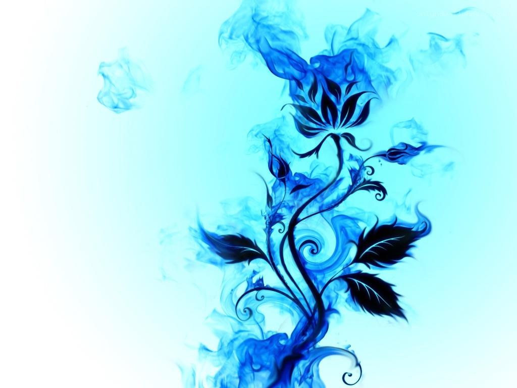 blue ink flower art