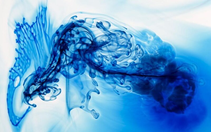 Blue Ink in Water — Calm, Abstract