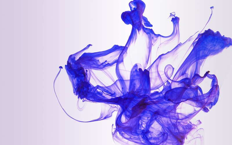 Blue Ink in Water — Ethereal, Abstract, White Background