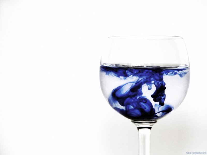 blue ink in wine glass