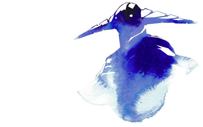 blue ink silhouette of a figure