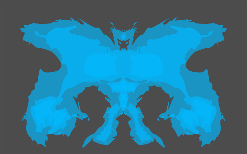 blue inkblot symmetrical pattern