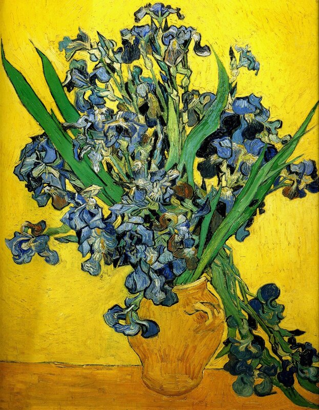 Blue Irises in a Vase