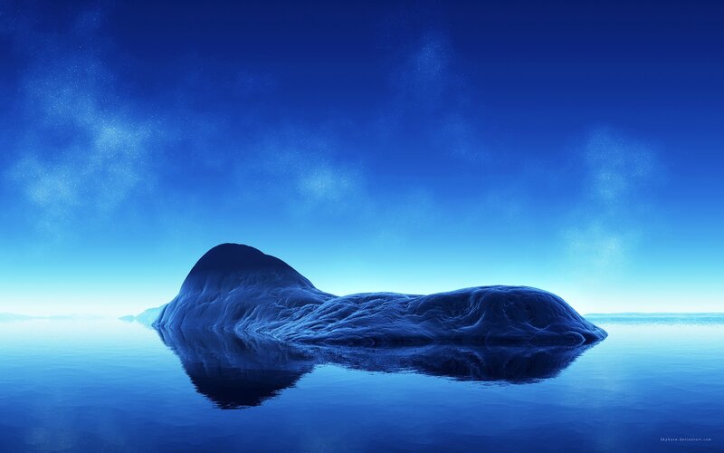 blue island in calm sea