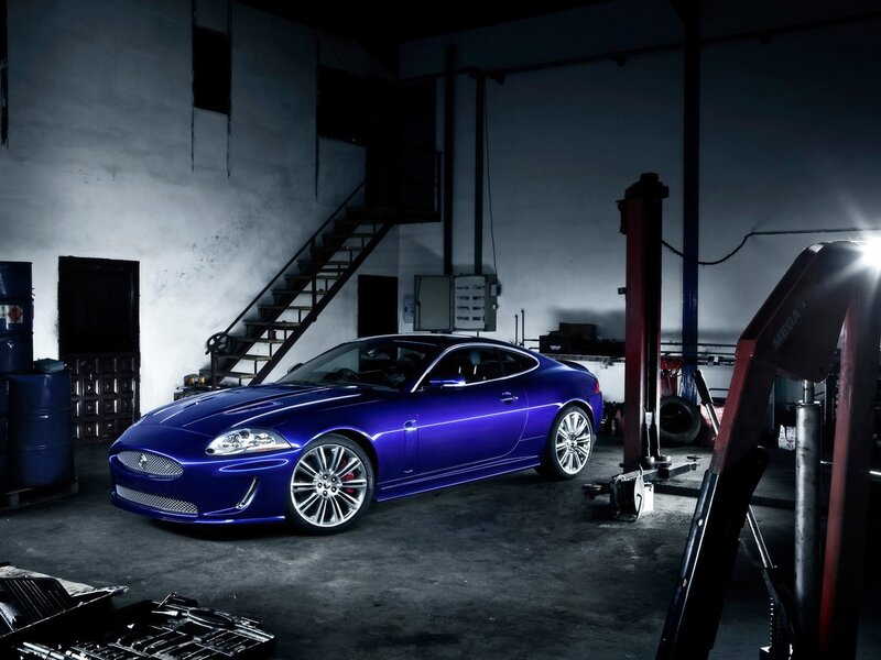 Blue Jaguar Car — Dramatic, Night