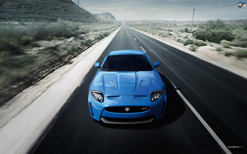 Blue Jaguar Car — Dynamic, Afternoon, Photograph