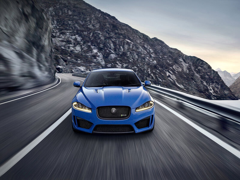 Blue Jaguar Car — Dynamic, Sunset
