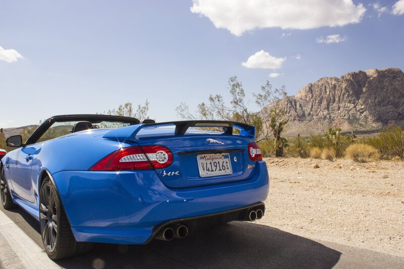 Blue Jaguar Convertible — Open