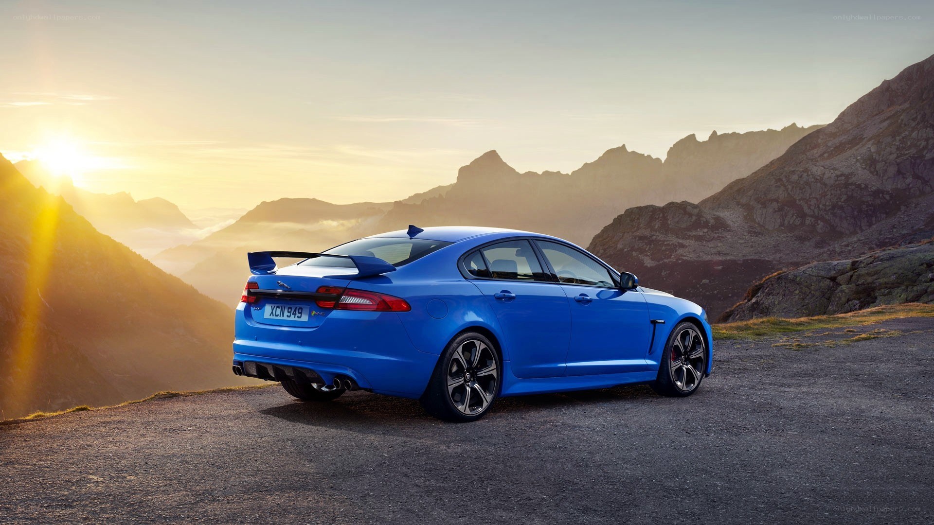 Blue Jaguar in mountain landscape