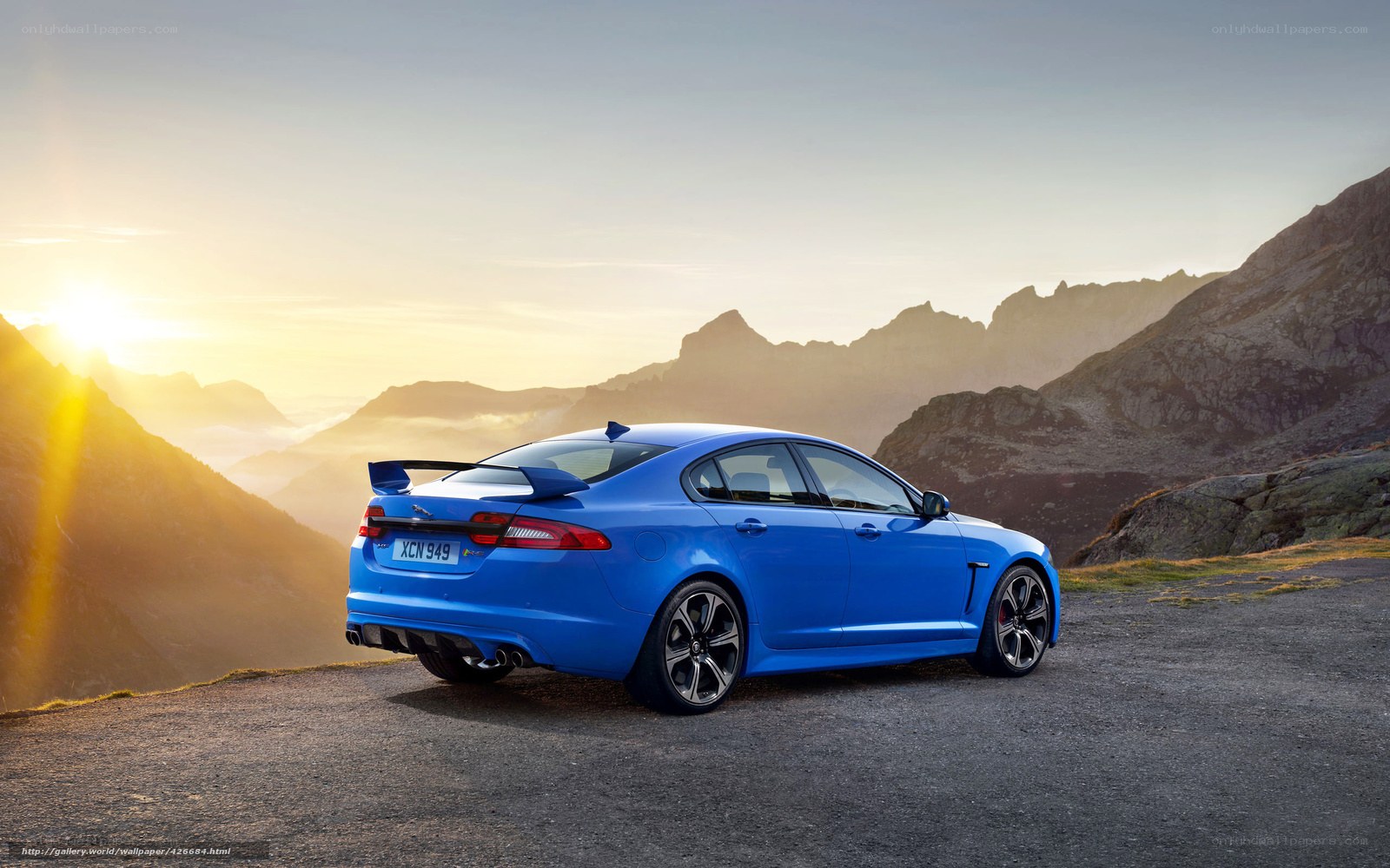 Blue Jaguar in mountain landscape