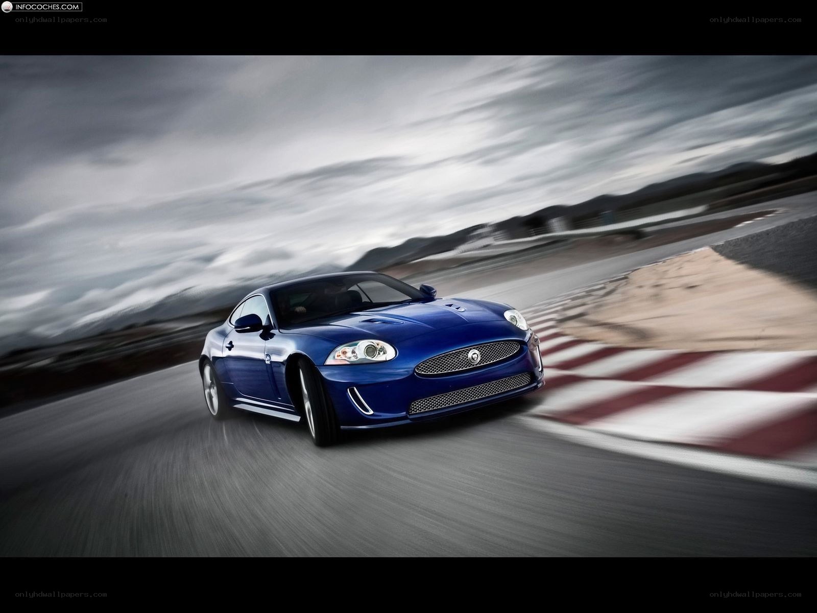 blue jaguar on racetrack