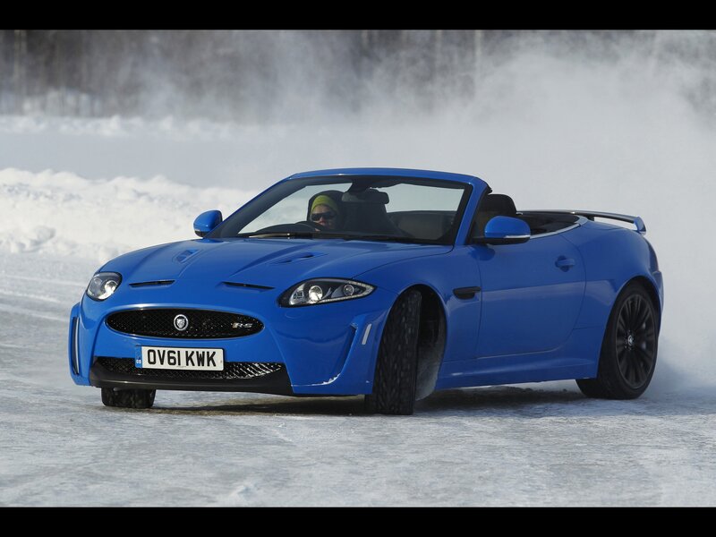 Blue Jaguar R-S Convertible on Ice