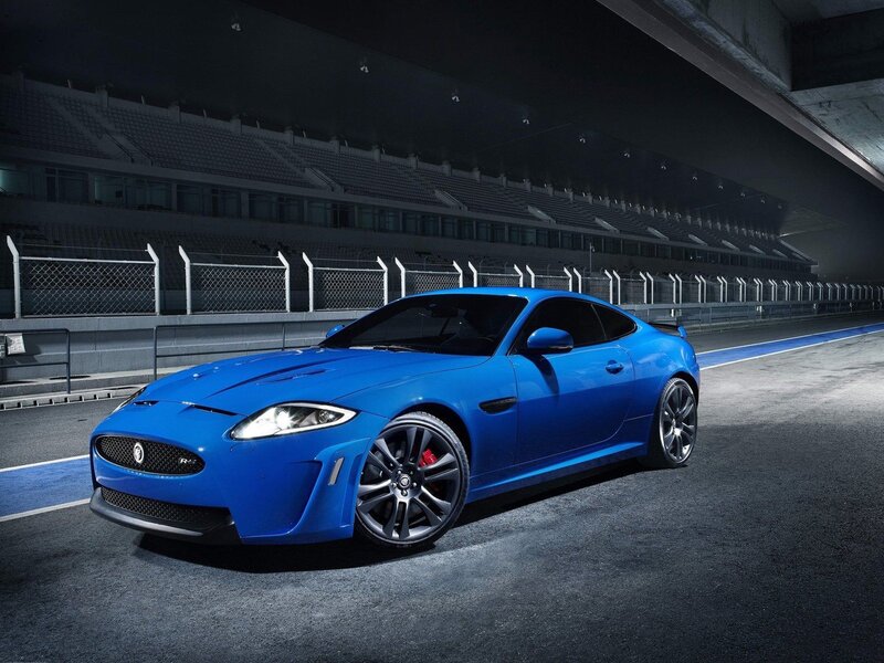 Blue Jaguar R-S on racetrack