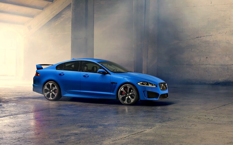 Blue Jaguar Sedan — Dramatic, Photograph, Car