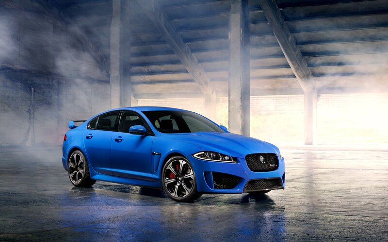 Blue Jaguar Sedan — Dramatic, Photograph, Smoke