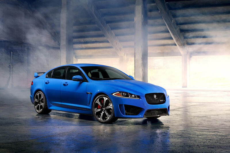 Blue Jaguar Sedan — Dramatic, Photograph