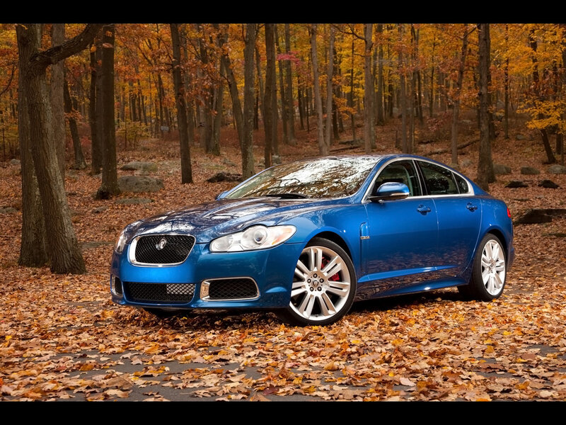Blue Jaguar Sedan