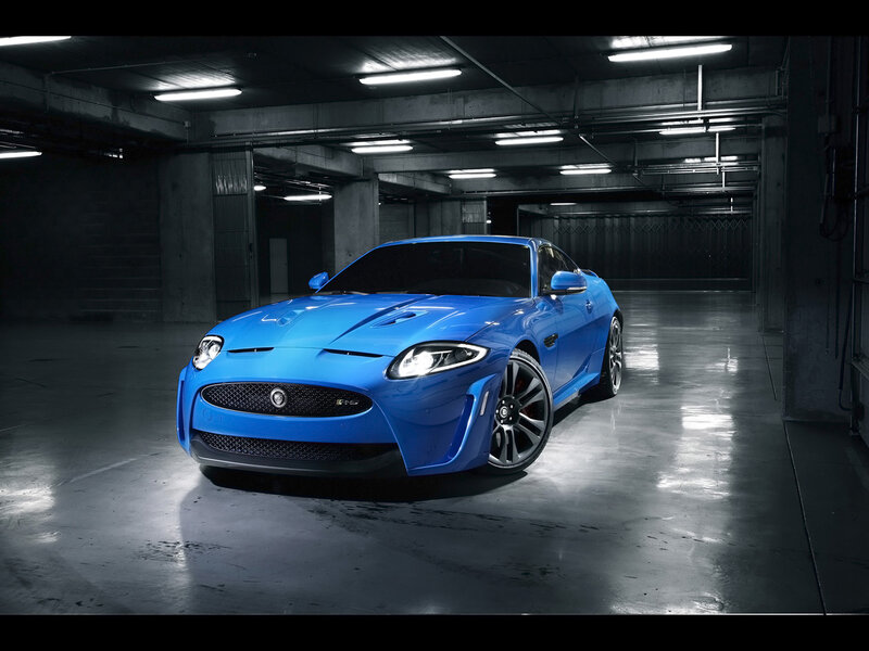 Blue Jaguar Sports Car — Dramatic, Night