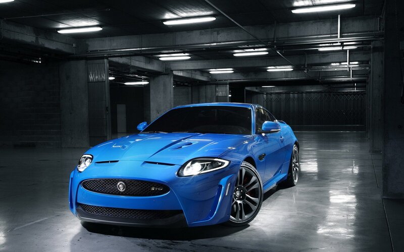 Blue Jaguar Sports Car — Dramatic, Photograph