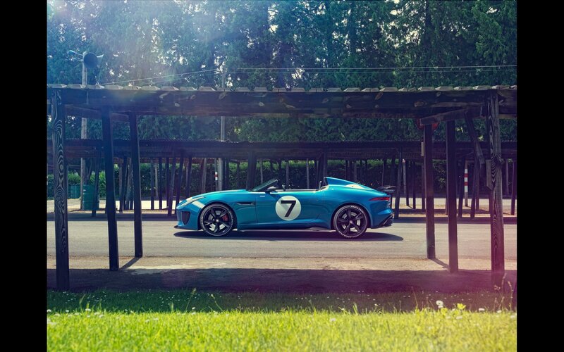 Blue Jaguar sports car under a canopy