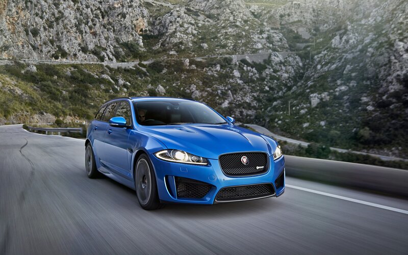 Blue Jaguar Station Wagon — Dynamic, Afternoon