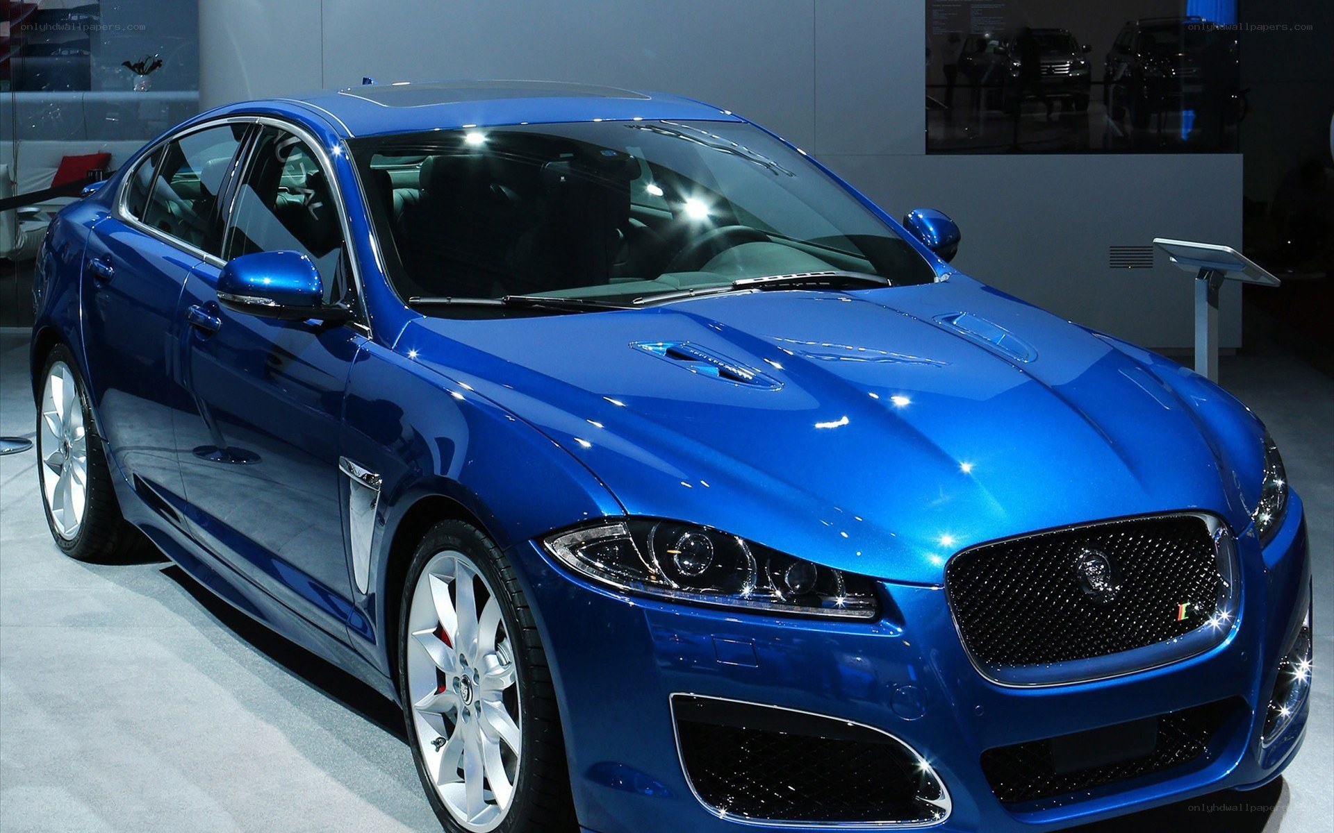 Blue Jaguar XFR sedan