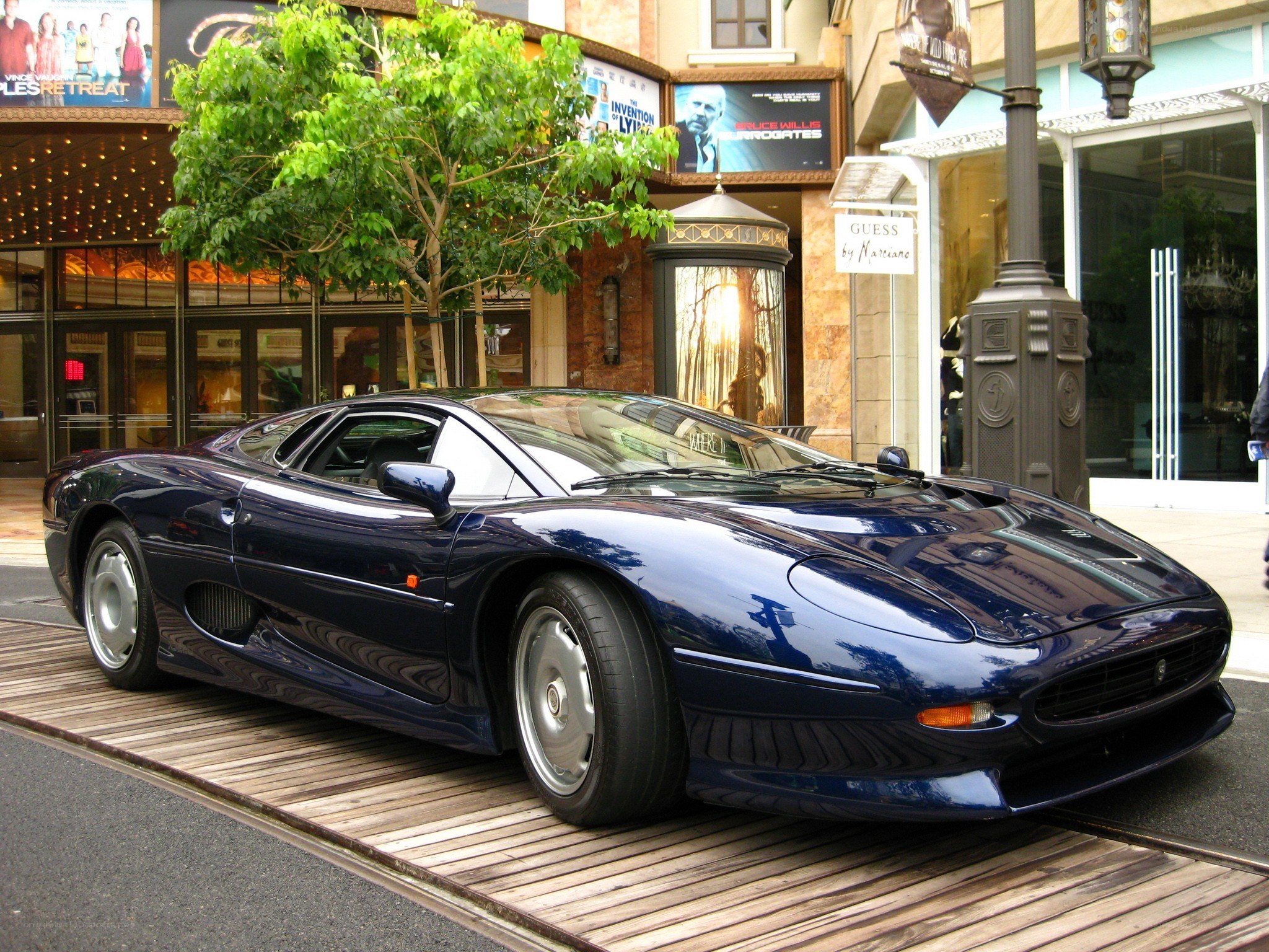 Blue Jaguar XJ220 on display