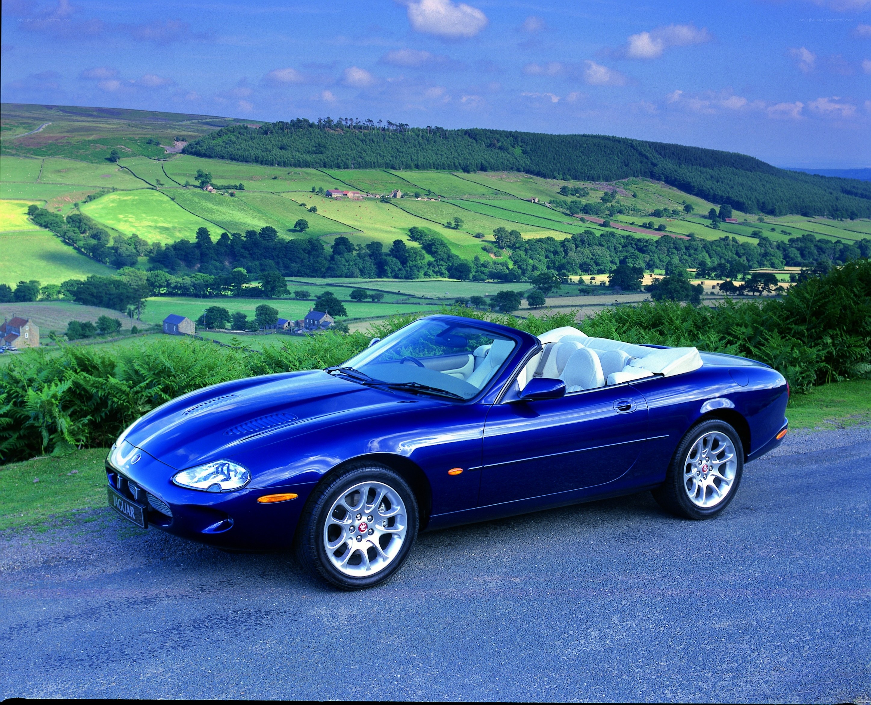 Blue Jaguar XK8 convertible