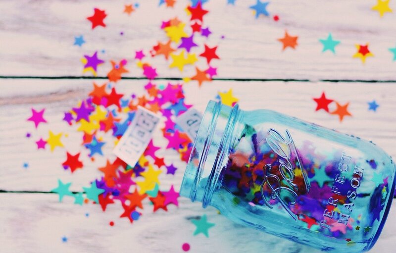 Blue Jar with Star Confetti