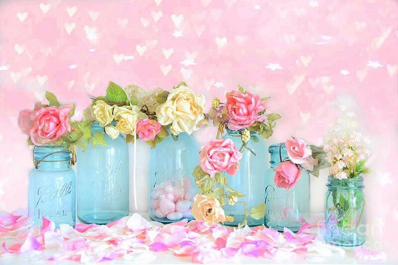 Blue Jars with Flowers