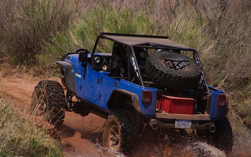 Blue Jeep Driving