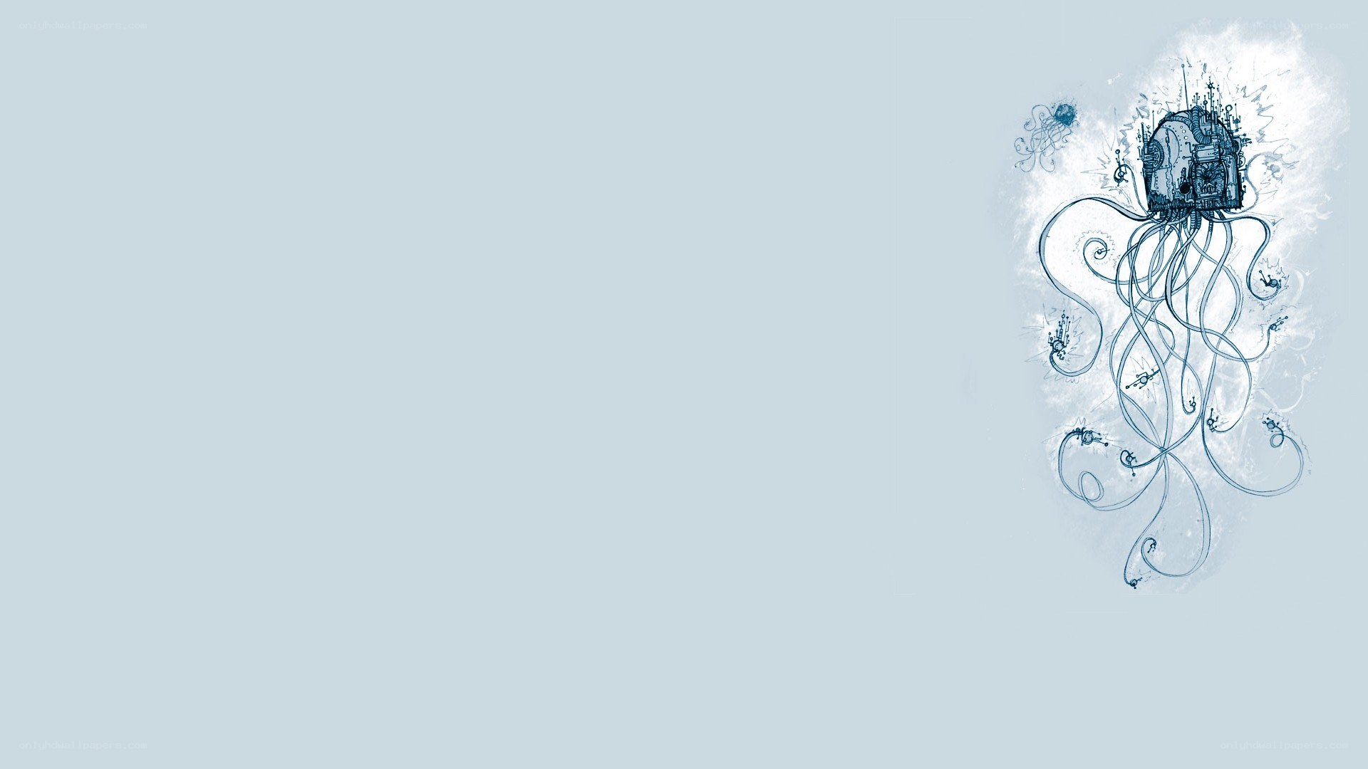 blue jellyfish art illustration