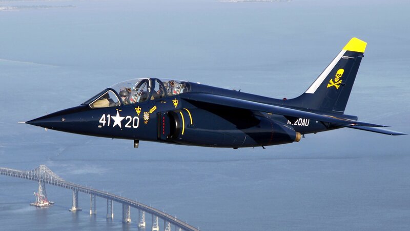 Blue Jet Aircraft — Dynamic, Afternoon, Photograph, Bridge