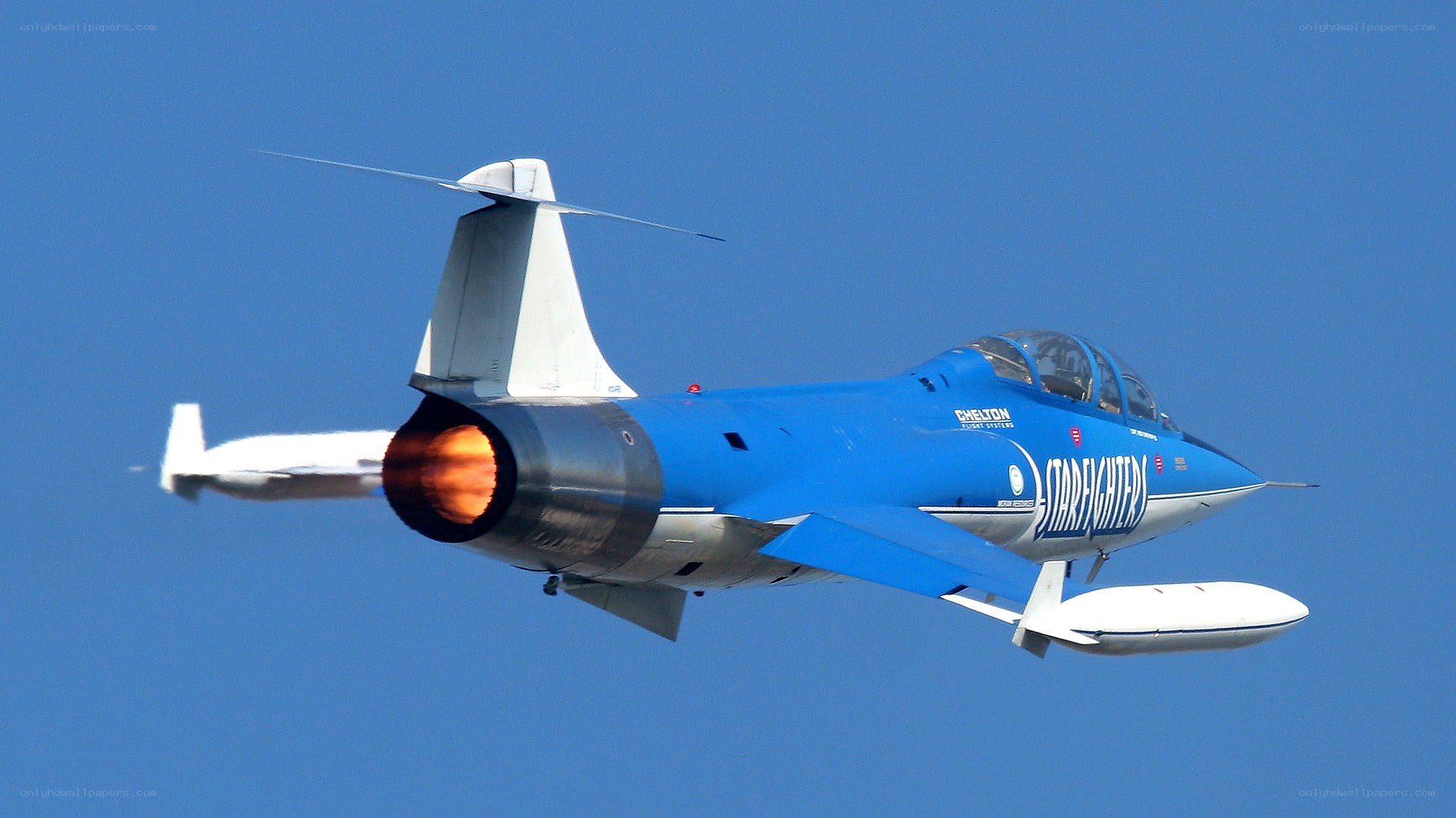 Blue jet in flight