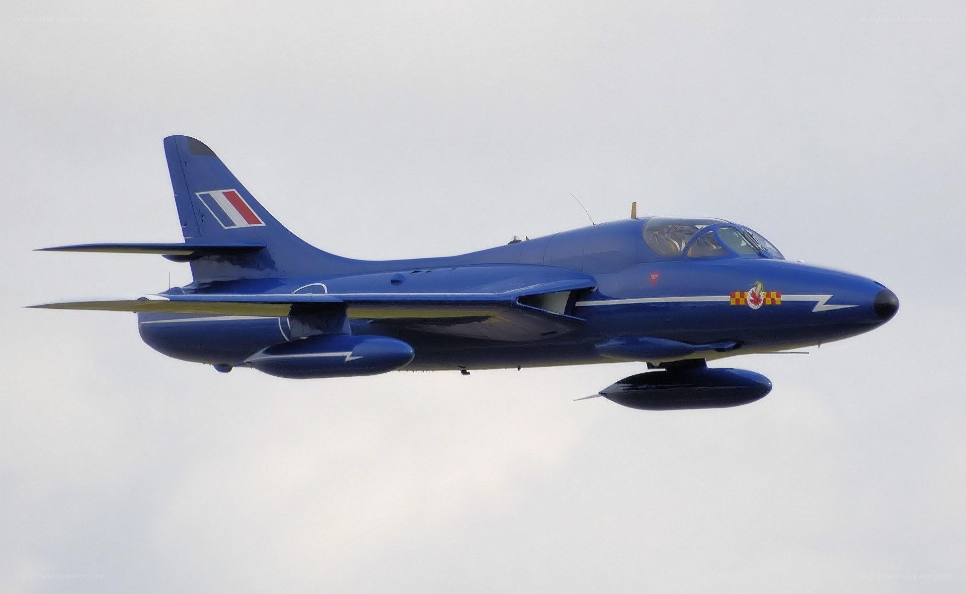 Blue jet in flight