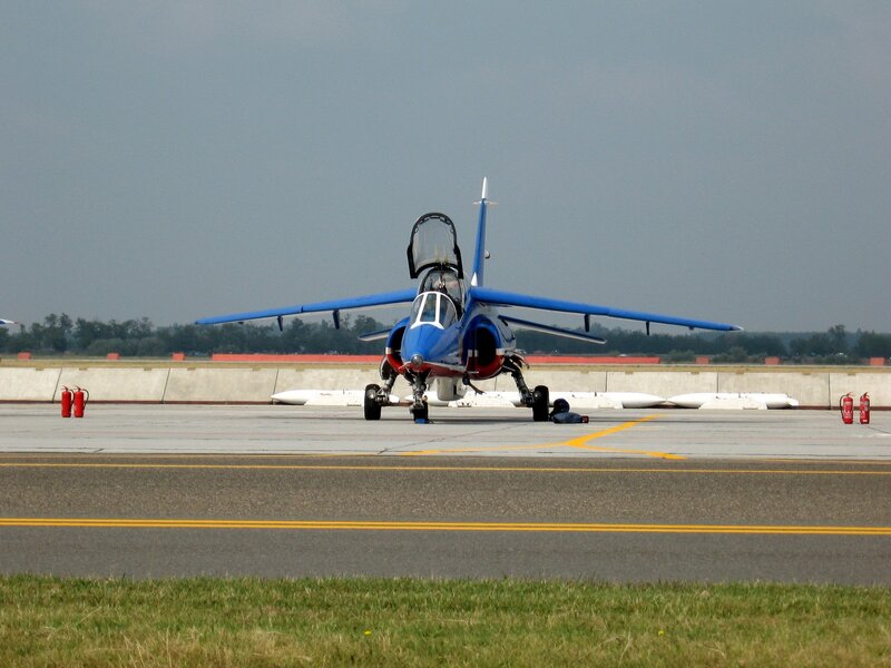 Blue jet on the tarmac