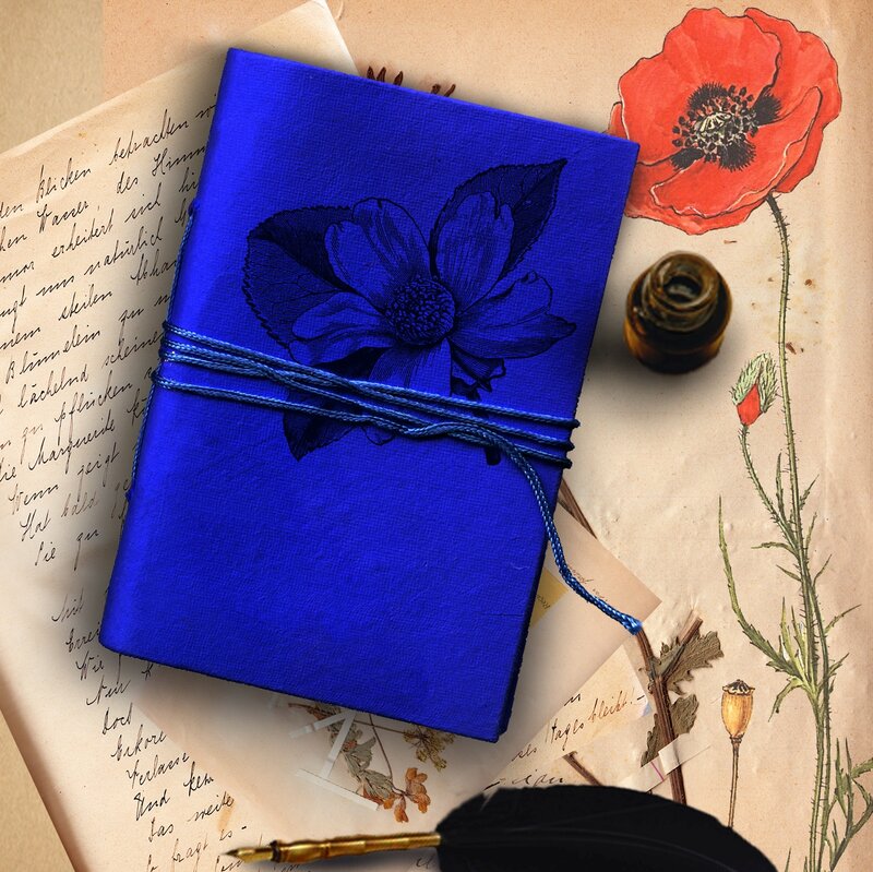 Blue Journal with Flower