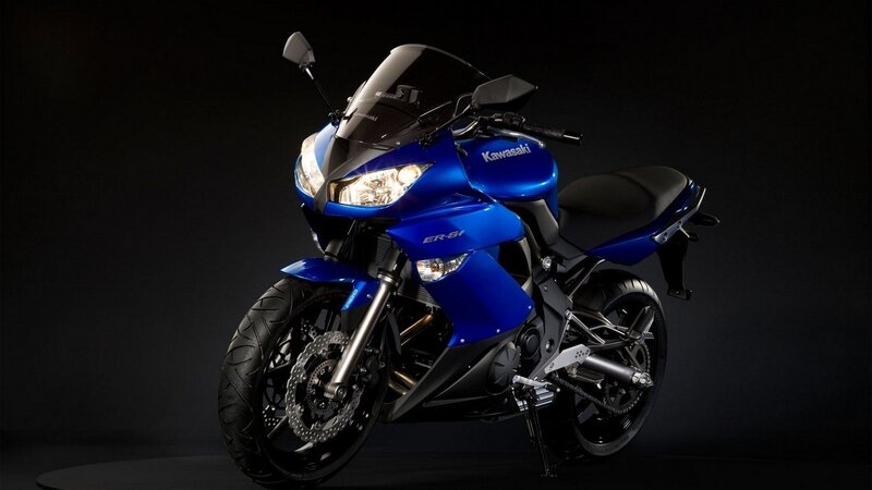 Blue Kawasaki ER-6f motorcycle