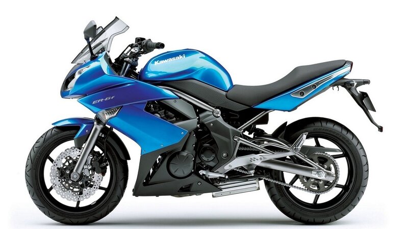 Blue Kawasaki ER-6f motorcycle